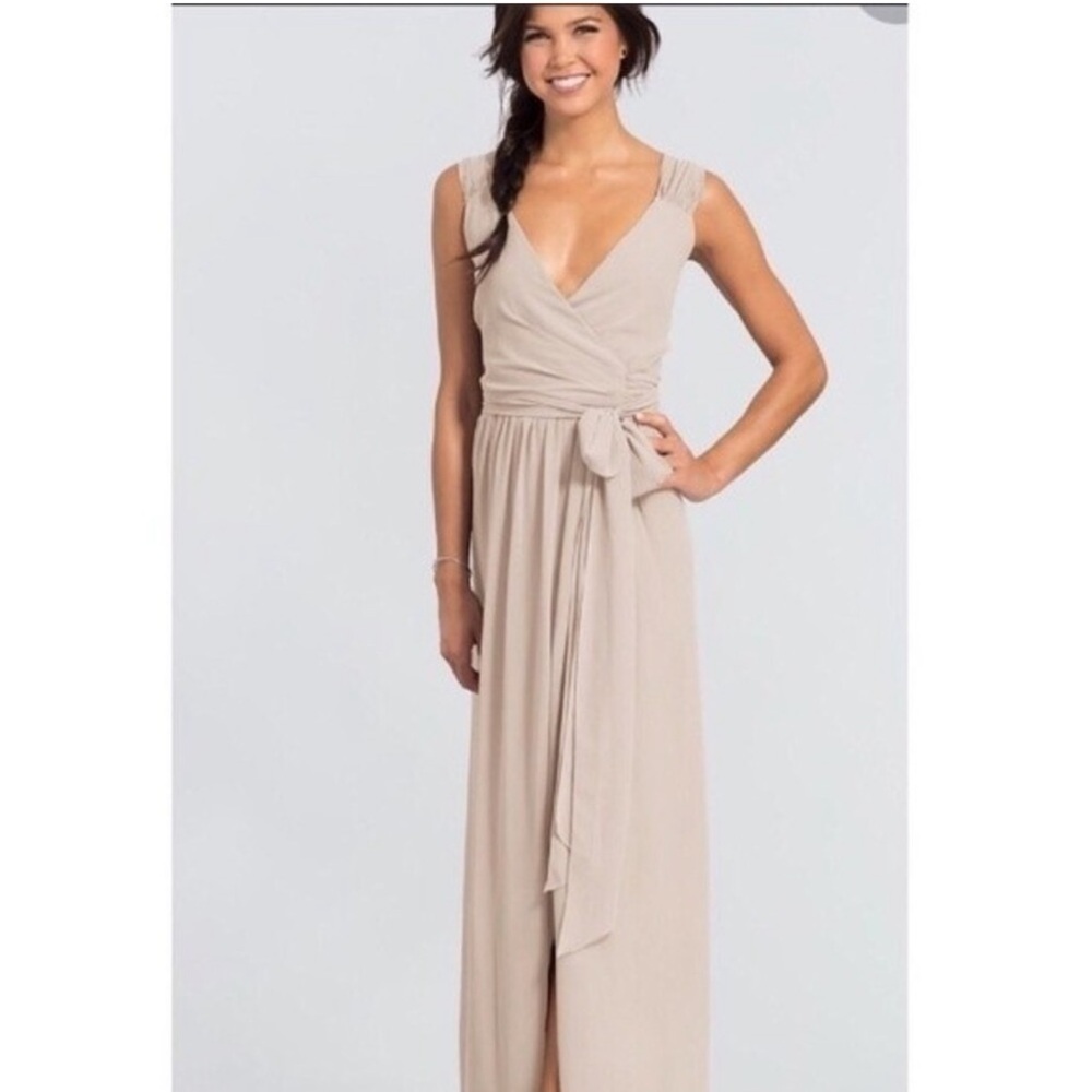 Ceremony by Johanna August Elegant Cream Maxi Dress full wrap gown women M party